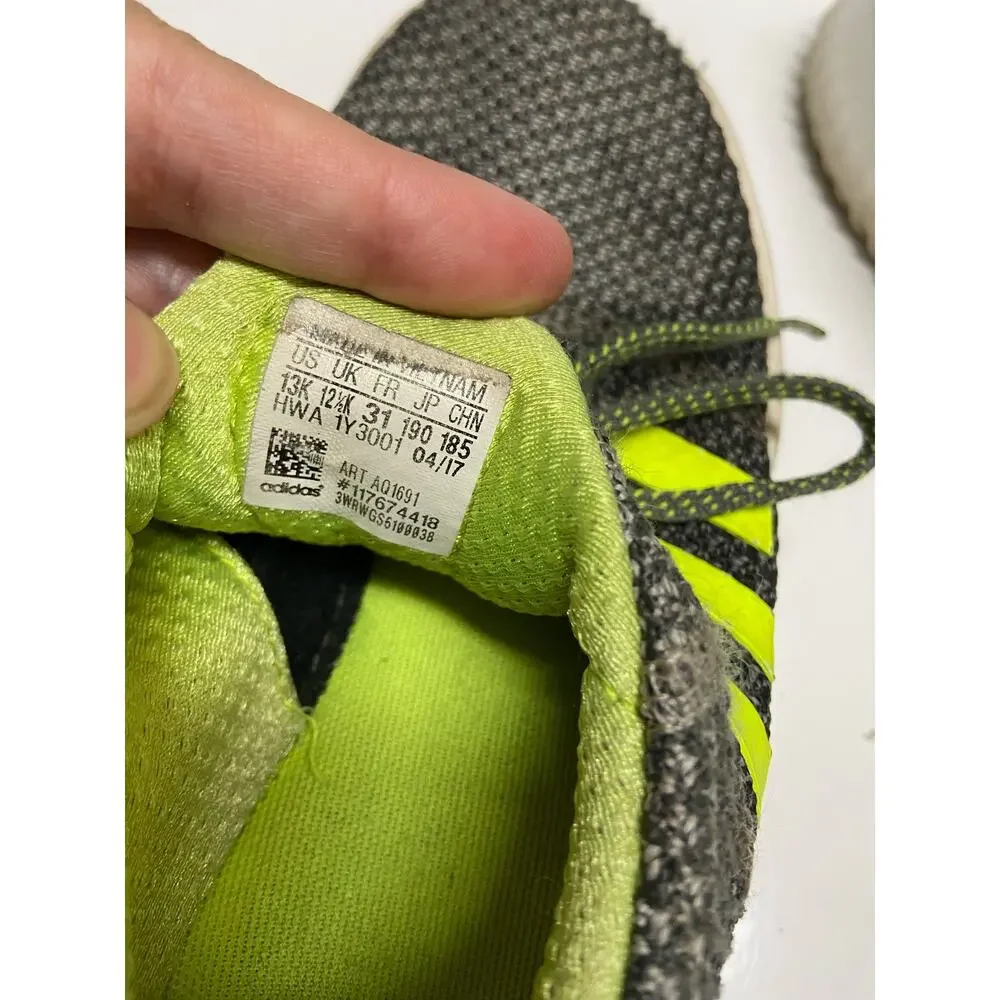 Adidas Unisex Shoes Size 13 Kids Grey Solar Yellow Matte Silver Sneakers Boys‎